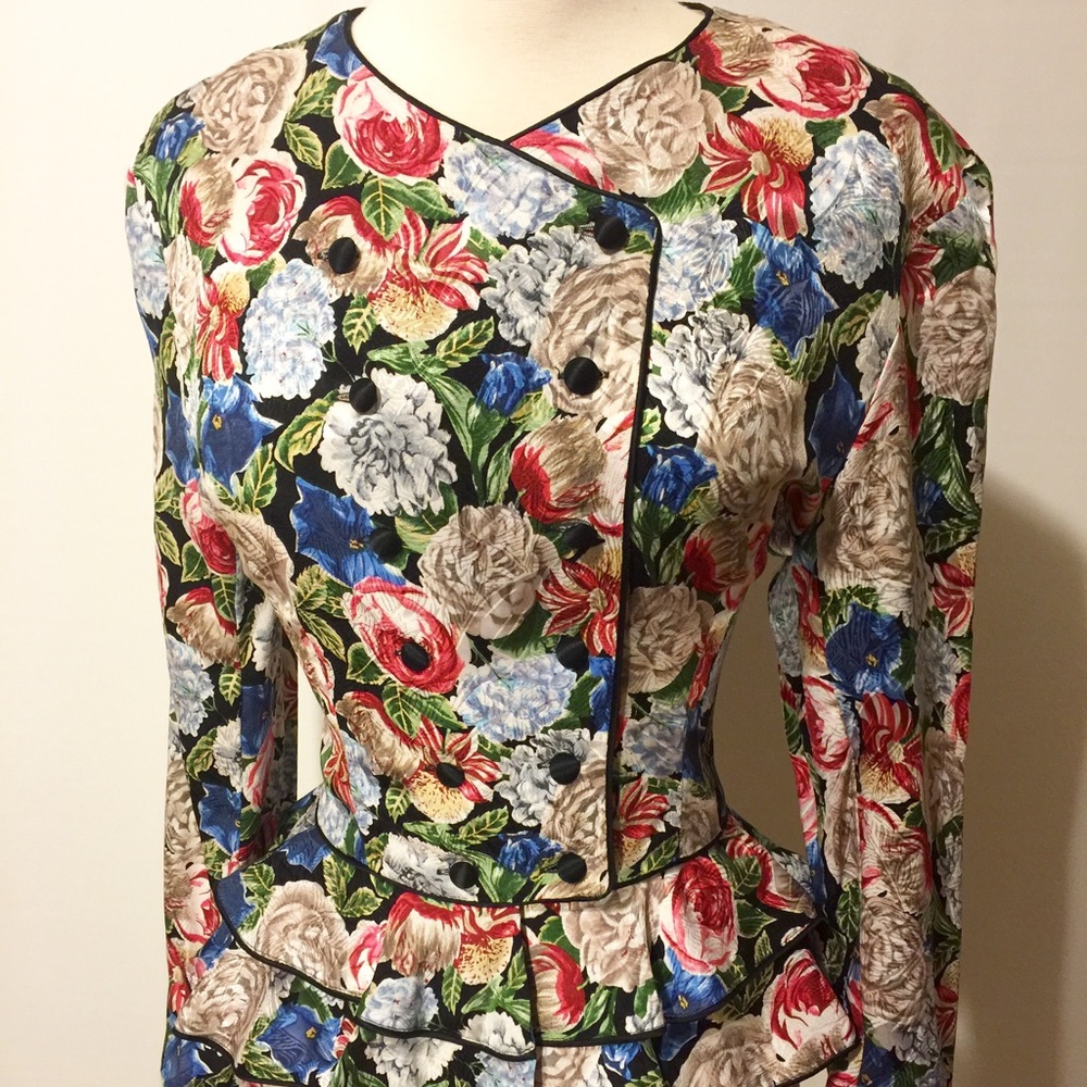 Designer Colorful Vintage Silk Peplum Jacket